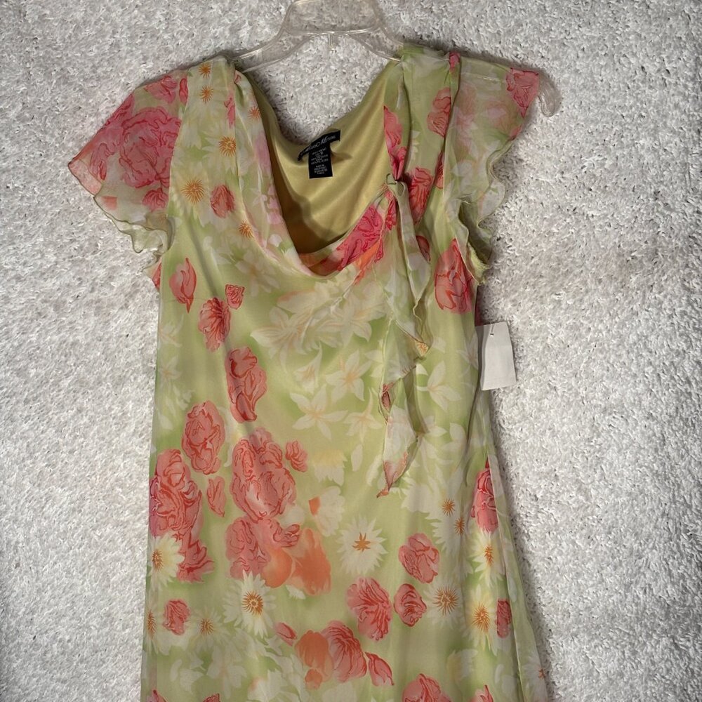 WOMEN’S LONG LIME GREEN AND HOT PINK DRESS NEW SIZE 16 BRAND MATTHEWS $30